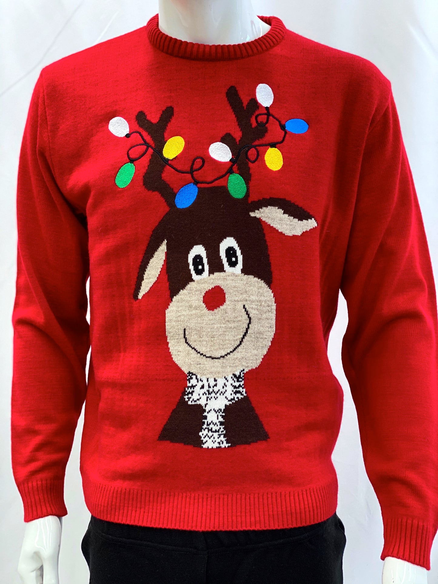 Ugly Sweater / Sueter Navideño con Reno con Luces Bordadas Adulto