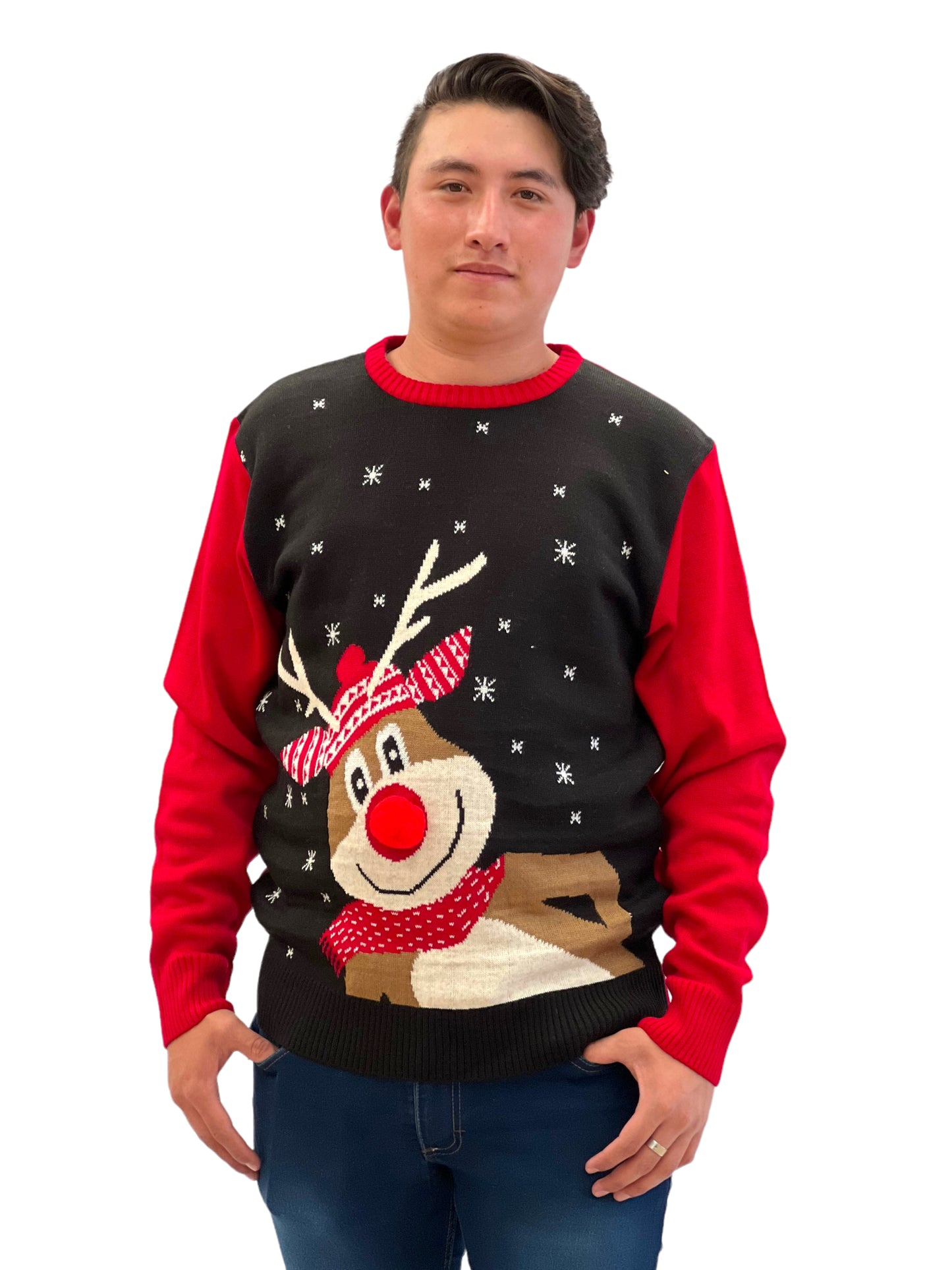 Ugly Sweater / Sueter Navideño con Reno con bufanda Adulto